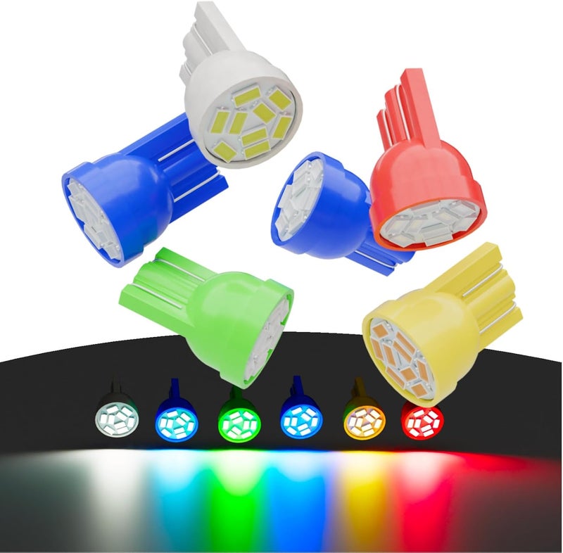 Siweex 194 LED Bulbs 2825 168 W5W T10 9SMD Replacement Bulb for Car Interior Dome Map Door Dashboard License Plate Lights, Pack of 16 (6 White, 2 Red, 2 Amber, 2 Blue,2 Green,2 Ice Blue) - Image 5
